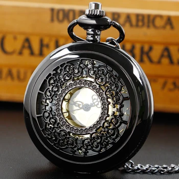 Карманные часы выдалбливают черную модную кварцевую цепочку для подарков женщинам и девушкам из ювелирного словосочетания