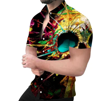 Летнее мужское поло с лацканами, негабаритная рубашка Унисекс с 3D принтом Черепа, Модная пляжная блузка с коротким рукавом