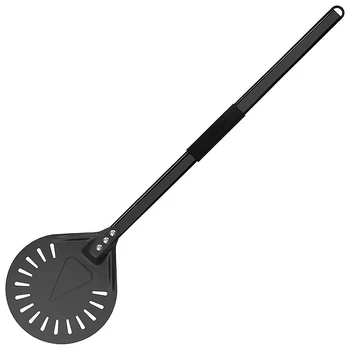 Металлическая кожура для переворачивания пиццы, Профессиональный Длинный круглый инструмент для пиццы, Алюминиевая Регулируемая Съемная ручка для выпечки