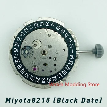 Механизм Miyota8215 Новой версии с черным колесиком даты (дата в положении 3), свободным металлическим кольцом / винтами/стержнем для быстрой установки даты