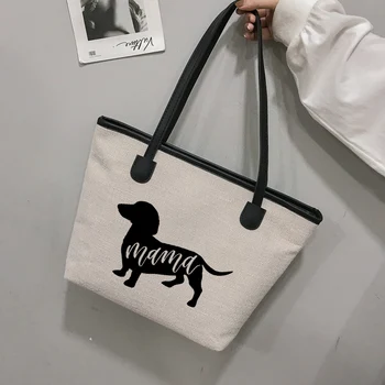 Милая забавная сумка-тоут, сумочка с принтом мамы собаки, подарок для любителей собак, женская сумка через плечо, Пляжная сумка, рабочая сумка