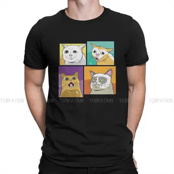 Милая и забавная футболка с мягким домашним животным в стиле Харадзюку, Мем-Кошки, Живая Маленькая послушная уличная одежда, футболка для отдыха, мужской полиэстер
