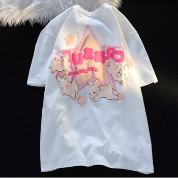 Модная Женская футболка Harajuku Kawaii, Футболка с Графическим Принтом из Японского Аниме 2023, Летняя Повседневная Футболка, Уличная Одежда Y2k, Топ