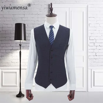 Модный бренд YIWUMENSA, весна-осень, плюс размер, жилет, жилет для костюма, мужская куртка без рукавов, бежевый, серый, коричневый, винтажный твидовый жилет