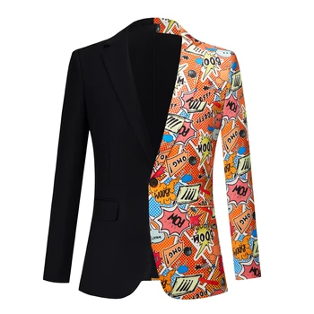 Модный узор, пиджак в стиле пэчворк, мужской бренд, платье с лацканами на одной пуговице, Блейзеры, Повседневный костюм для выпускного вечера, пальто для мужчин