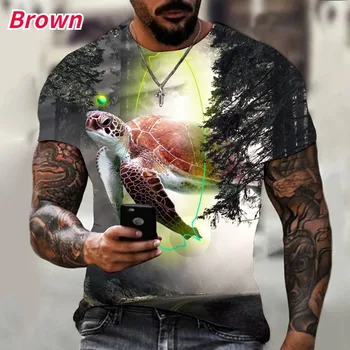Мужская футболка с короткими рукавами и принтом фрактальной черепахи, забавная футболка в лесу, подходящая для любителей океана, мужская одежда для