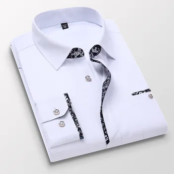 Мужские белые рубашки с длинными рукавами, мужские облегающие деловые рубашки с лацканами, Новые весенне-летние повседневные хлопковые рубашки с короткими рукавами 5XL