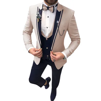 Мужские костюмы Point, 3 предмета, мужские парадные костюмы, повседневные офисные деловые костюмы для свадьбы (блейзер + жилет + брюки)