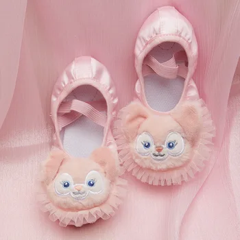 Новые детские балетные туфли принцессы с милым медвежонком, балетные танцевальные туфли с рисунком кошачьего когтя для девочек, милые туфли принцессы для девочек