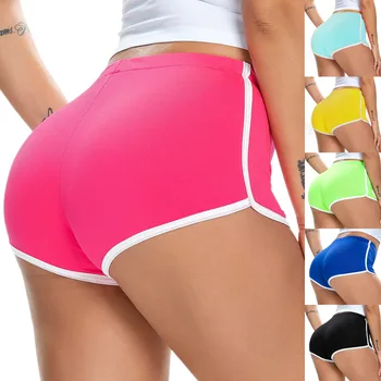Новые летние женские шорты, модные европейские и американские сексуальные эластичные спортивные штаны для йоги для бега