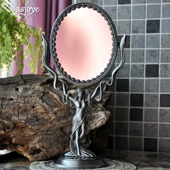 Откидное настольное зеркало в европейском стиле в стиле ретро, двустороннее Маленькое настольное зеркало для макияжа принцессы
