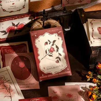 Открытки в штучной упаковке по 30 штук, серия Rose and Her, Креативные открытки для блокнота с цветами ручной росписи Ins