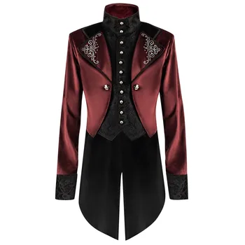 Официальный костюм на Хэллоуин, мужская средневековая Ретро куртка принца-вампира, готический сюртук, смокинг, мужские пальто в стиле стимпанк, большие размеры