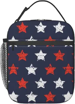 Патриотическая сумка для ланча American Stars Totes, переносной изолированный ланч-бокс, обратно в школу, для пикника, для путешествий в офис