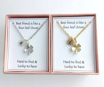 Персонализированные ожерелья из Четырехлистного Клевера, свадебные браслеты для подружек невесты с цветами, Рождественские новогодние подарки на выпускной
