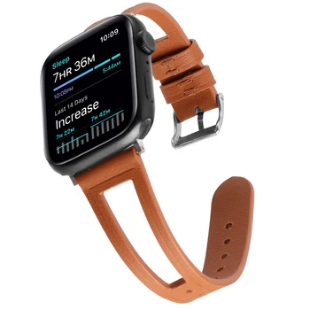 Петля из мягкой кожи нового дизайна для Apple Watch 38/42 мм 40/44 мм SE8 7 6 с отверстием для ремешка iWatch Band 5 4 3 2 1 41/ 45 мм 49Ultra