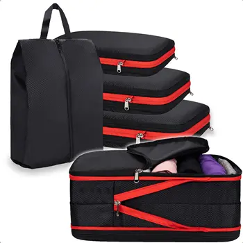 Прочные компрессионные Упаковочные кубики, Дорожные принадлежности, сумка-органайзер для чемодана с сумкой для обуви, Переносная Складная сумка для хранения багажа