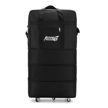 Расширяемая сумка для чемодана, портативная складная сумка на колесиках большой емкости с разнонаправленными 5-колесными колесиками для путешествий и бизнеса