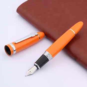 Роскошная Металлическая авторучка Jinhao 159 с оранжевым серебром, ручка для каллиграфии, канцелярские принадлежности, Школьные принадлежности для офиса