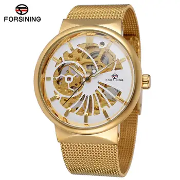 Роскошные брендовые ультратонкие механические часы с ручным заводом, мужские наручные часы с рисунком золотой птицы, сетчатый ремешок, наручные часы-скелет, приятный подарок
