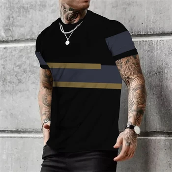 Рубашка в полоску, мужская футболка, винтажные футболки в клетку с коротким рукавом, топы 2023, повседневная уличная одежда, модная толстовка Оверсайз, мужская одежда