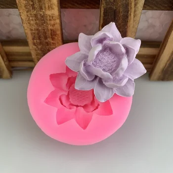 Силиконовая форма 3D Цветок Лотоса, Цветочная форма, Форма для конфетного торта, Инструмент для украшения шоколадного торта, Кухня для приготовления пищи