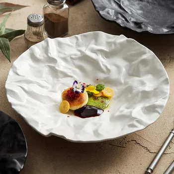 Складная глубокая тарелка, тарелки, японская посуда, салат в западном стиле, бытовая керамическая посуда высокого качества.