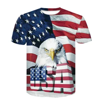 Футболка с флагом США, Мужская Женская Модная футболка Оверсайз, Топы Для мальчиков и девочек, Футболки С принтом в полоску, Футболка с Американским Флагом, 3d Camiseta