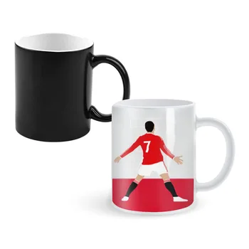 Футбольная Звезда-Креативные-Керамические-Креативные-Кофейные Кружки, Меняющие Цвет Чашки для Чая с Молоком ColorCup для Подарков на День рождения