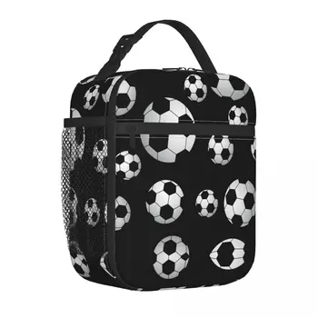 Футбольный узор Изолированная сумка для ланча Сумка-холодильник 
Контейнер для еды Футбольные мячи Спортивная Большая сумка для ланча Сумка для пикника в колледже