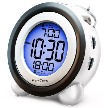 Цифровой будильник Отображение времени и даты Двойной звонок, очень громкий для крепко спящих, двойной будильник с синей подсветкой для подростков