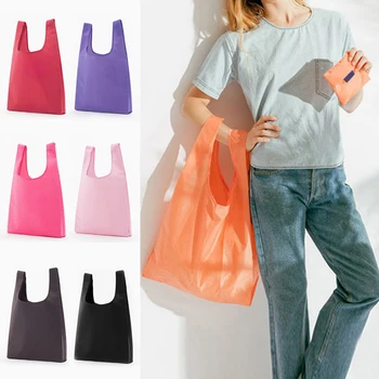 Эко-сумка для покупок с модным принтом, складная сумка для многоразового использования, Удобные однотонные сумки для домашнего хранения большой емкости