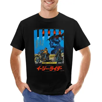 Японская футболка Easy Rider, короткая футболка, спортивные рубашки, черные футболки для мужчин